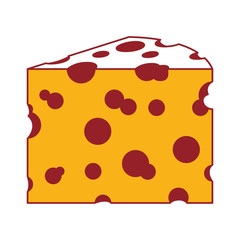 cheese slice in color sections silhouette