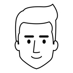 young man head avatar character vector illustration design