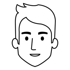 young man head avatar character vector illustration design