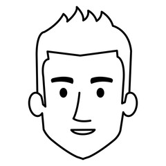 young man head avatar character vector illustration design