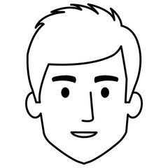 young man head avatar character vector illustration design