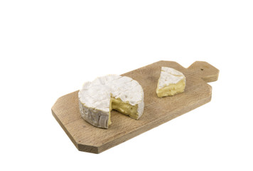 Fresh Camembert cheese natural on white background