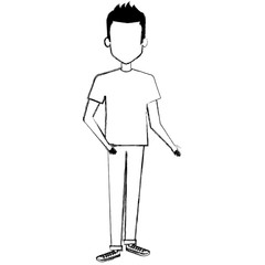 young man avatar character vector illustration design