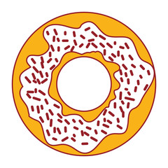 donut with cream and sparks in color sections silhouette