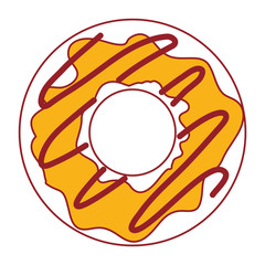 donut with cream glazed in color sections silhouette