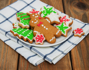 Christmas ginger and honey colorful cookies