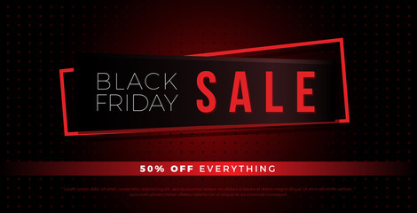 Black friday sale red tag background. Super friday sale logo for banner, web, header and flyer design. Christmas and new year shopping
