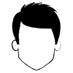 young man head avatar character vector illustration design