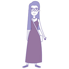 beautiful woman with handbag avatar character vector illustration design