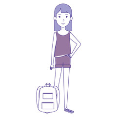 beautiful woman with school bag avatar character vector illustration design