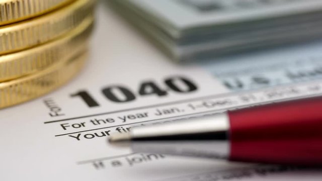 USA tax form 1040 close up. Shallow depth of field. 