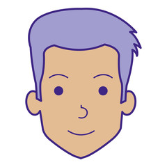 young man head avatar character vector illustration design