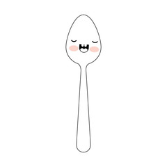 kawaii spoon in monochrome silhouette on white background
