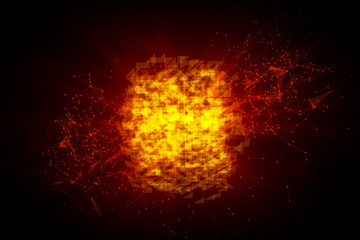 orange abstract plexus background. computer graphics. 3d rendering.