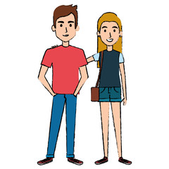 lovers couple avatars characters vector illustration design