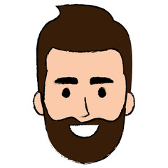 young man head avatar character vector illustration design