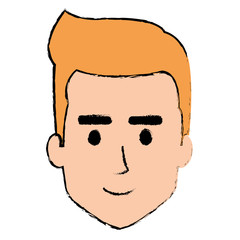 young man head avatar character vector illustration design