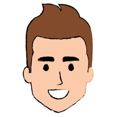 young man head avatar character vector illustration design