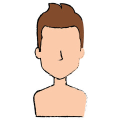 young man shirtless avatar character vector illustration design