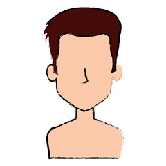 young man shirtless avatar character vector illustration design