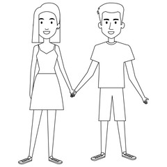 lovers couple avatars characters vector illustration design