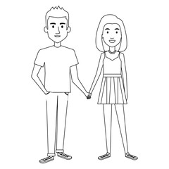 lovers couple avatars characters vector illustration design