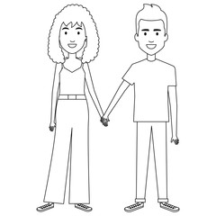 lovers couple avatars characters vector illustration design