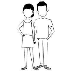 lovers couple avatars characters vector illustration design