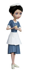 3D Rendering Dinner Waitress on White