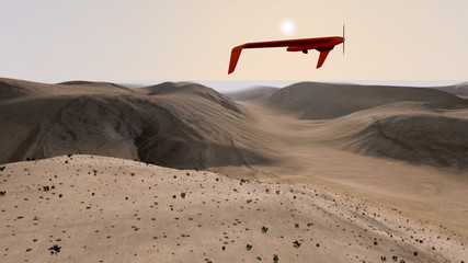 uav dron samolot pustynia krajobraz morze - obrazy, fototapety, plakaty