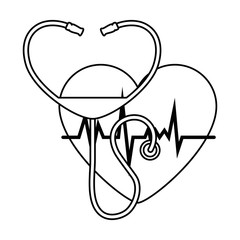 heart with stethoscope medical vector illustration design