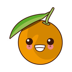 Orange half cut kawaii cute cartoon vector illustration