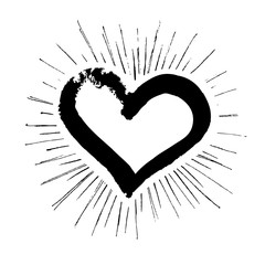 Valentines day. Heart grunge hand drawn.