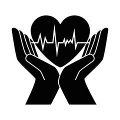 hands with heart cardio vector illustration design
