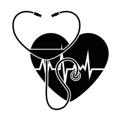 heart with stethoscope medical vector illustration design