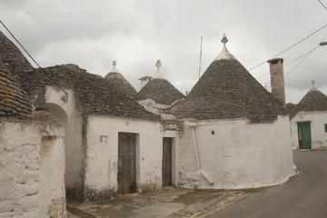 Typical building of Alborobello, region Puglia, southern Italy, co-called trulli