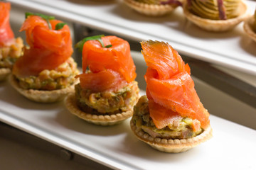 Tartlets with the vegetables and salted salmon