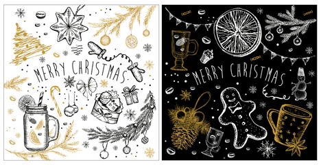 Christmas pattern in sketch style