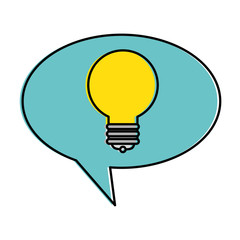 speech bubble with bulb vector illustration design