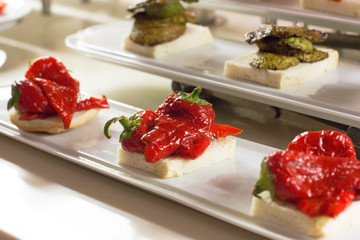 Roasted red sweet pepper on white bread