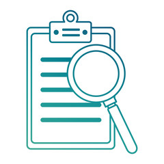 cheklist clipboard with magnifying glass vector illustration design