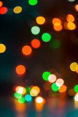 Red, Yellow and Green Bokeh Abstract Background, Christmas Card