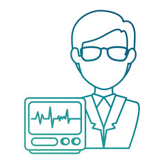 doctor character with ekg machine vector illustration design