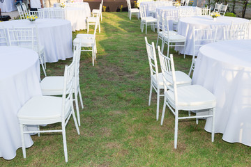 Fototapeta na wymiar Table outdoor at wedding reception