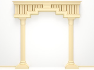 Classical portal with columns on a white background