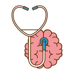 brain with stethoscope medical vector illustration design