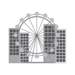 ferris wheel in city icon image vector illustration design 