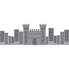 castle building in city icon image vector illustration design 