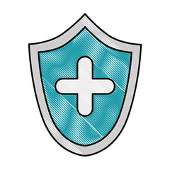 Obraz premium shield with cross icon vector illustration design