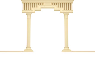 Classical portal with columns on a white background. Isolated on White. 3D Render